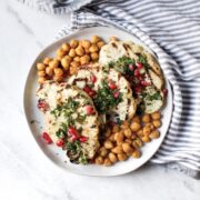 roasted cauliflower steaks with gremolata and simple roasted chickpeas