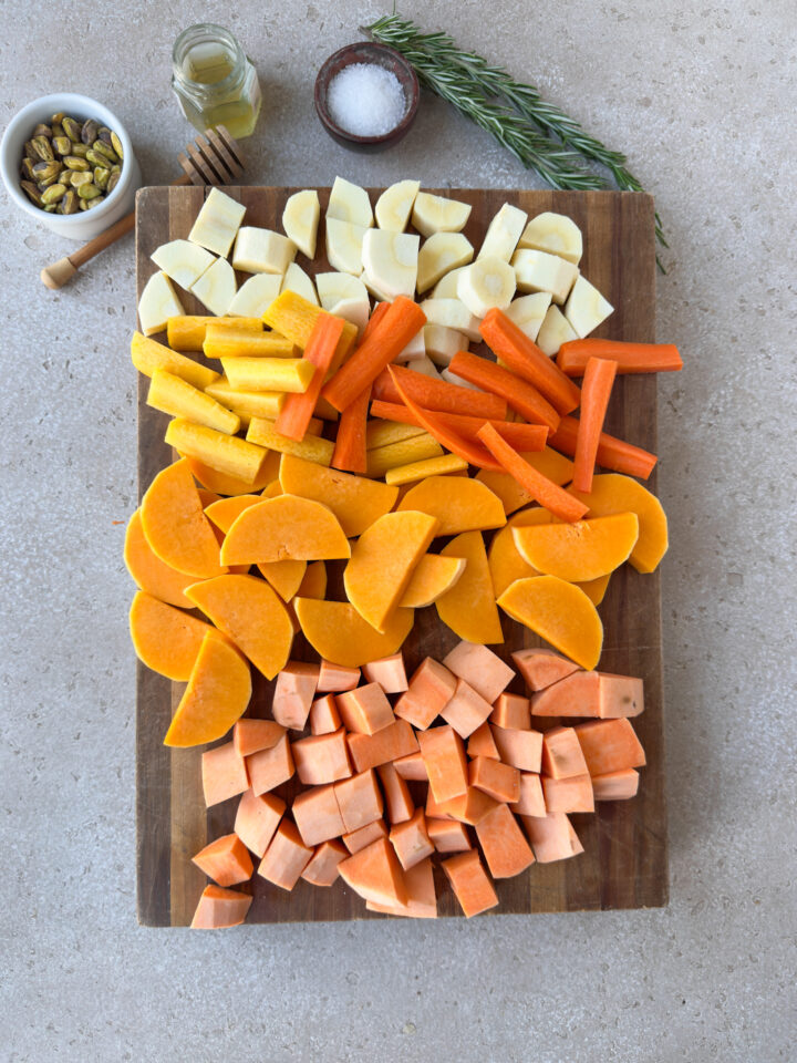 vegetables chopped for roasting