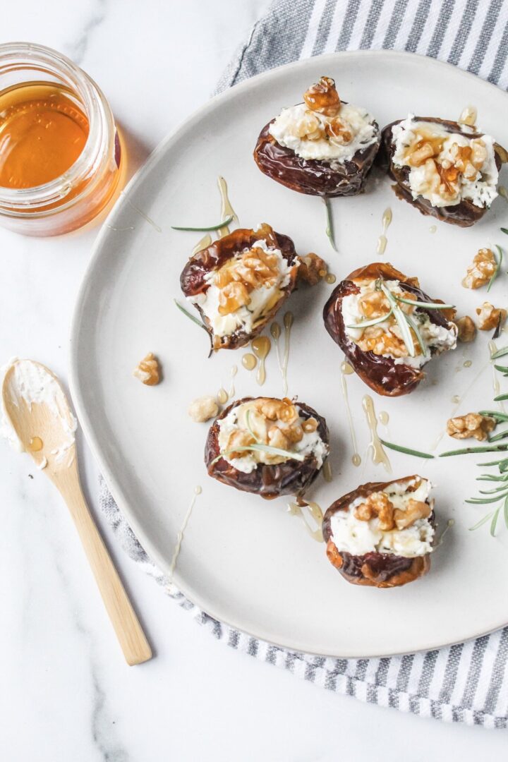 Dates stuffed with cream cheese