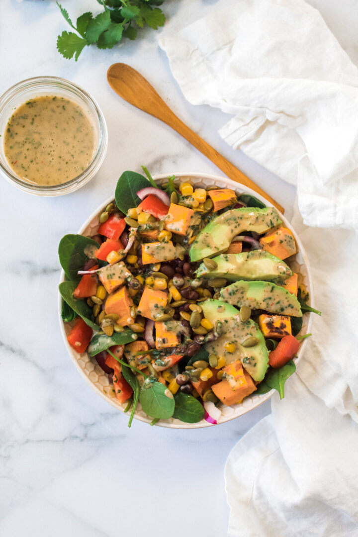 Mexican salad recipe with black beans and sweet potato