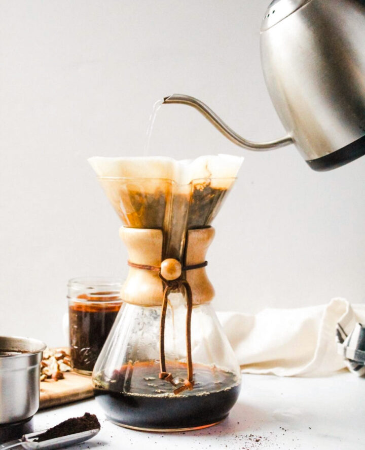 Strong pourover coffee for affogato