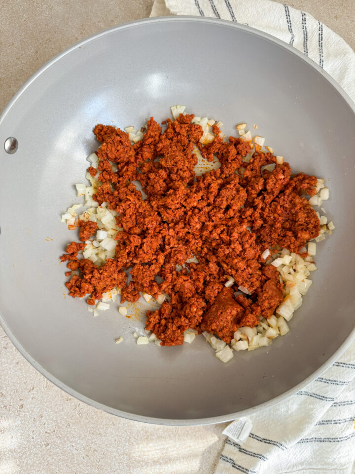 papas con chorizo process photo