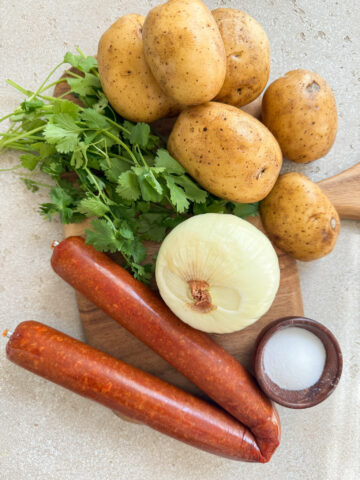 Ingredients to make vegan papas con chorizo
