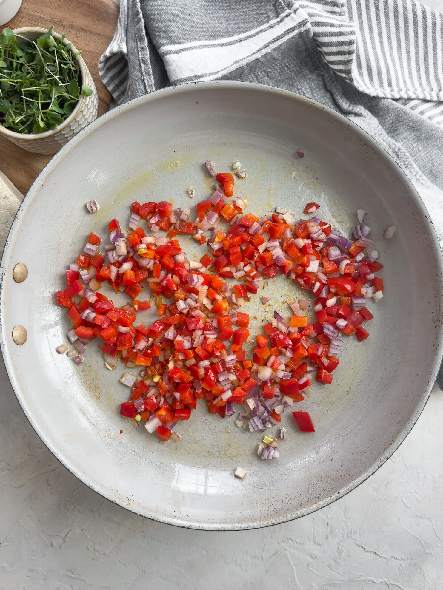 Sautéed bell pepper and onion