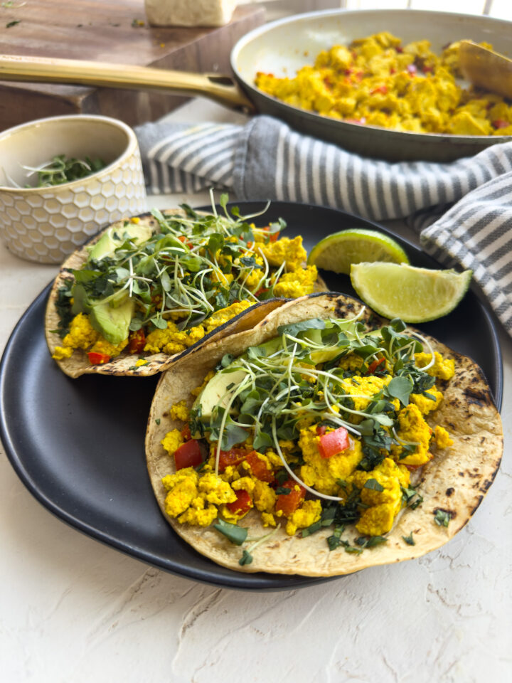 High protein breakfast tofu scramble tacos