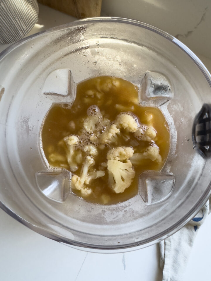 White bean cauliflower soup in blender