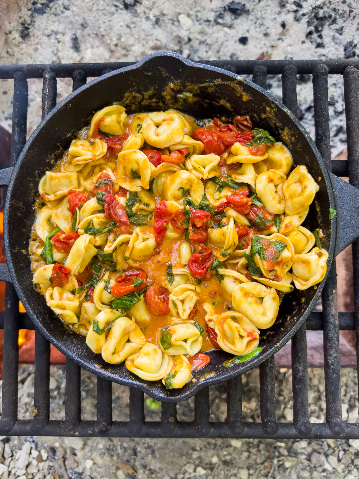 Boursin tomato pasta kitchen or campfire method