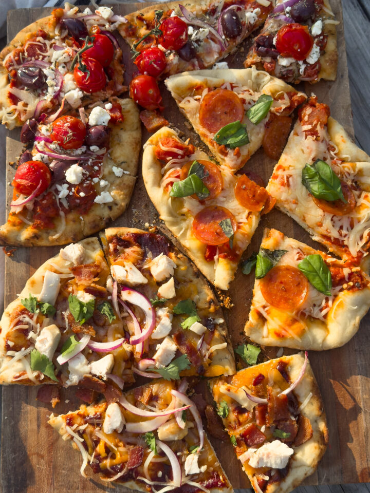 Campfire naan pizza 4 ways