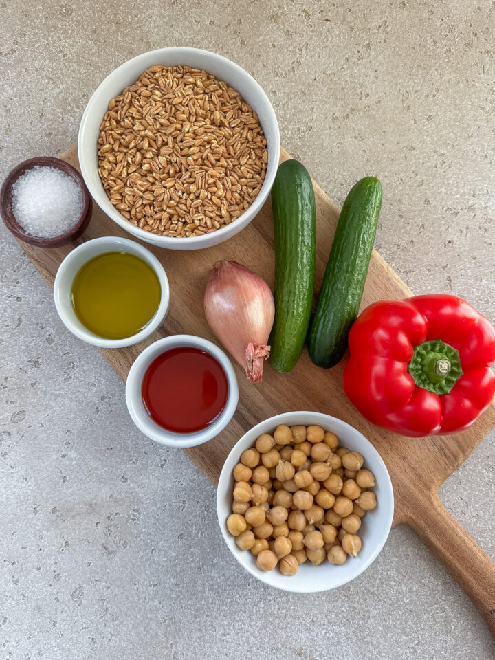 Ingredients for Mediterranean Farro Salad